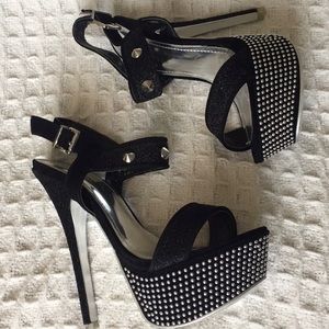 Black & Silver Studded Heels